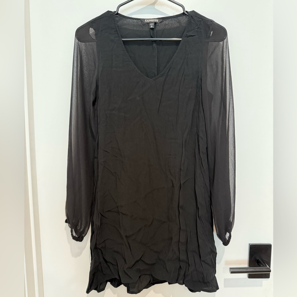 Express Black Sheer Dress with Bishop Sleeves